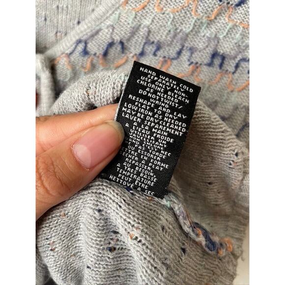 Anthropologie Sweater Small Women's Gray Spirited Stitches Knit Cardigan Button - Picture 9 of 9